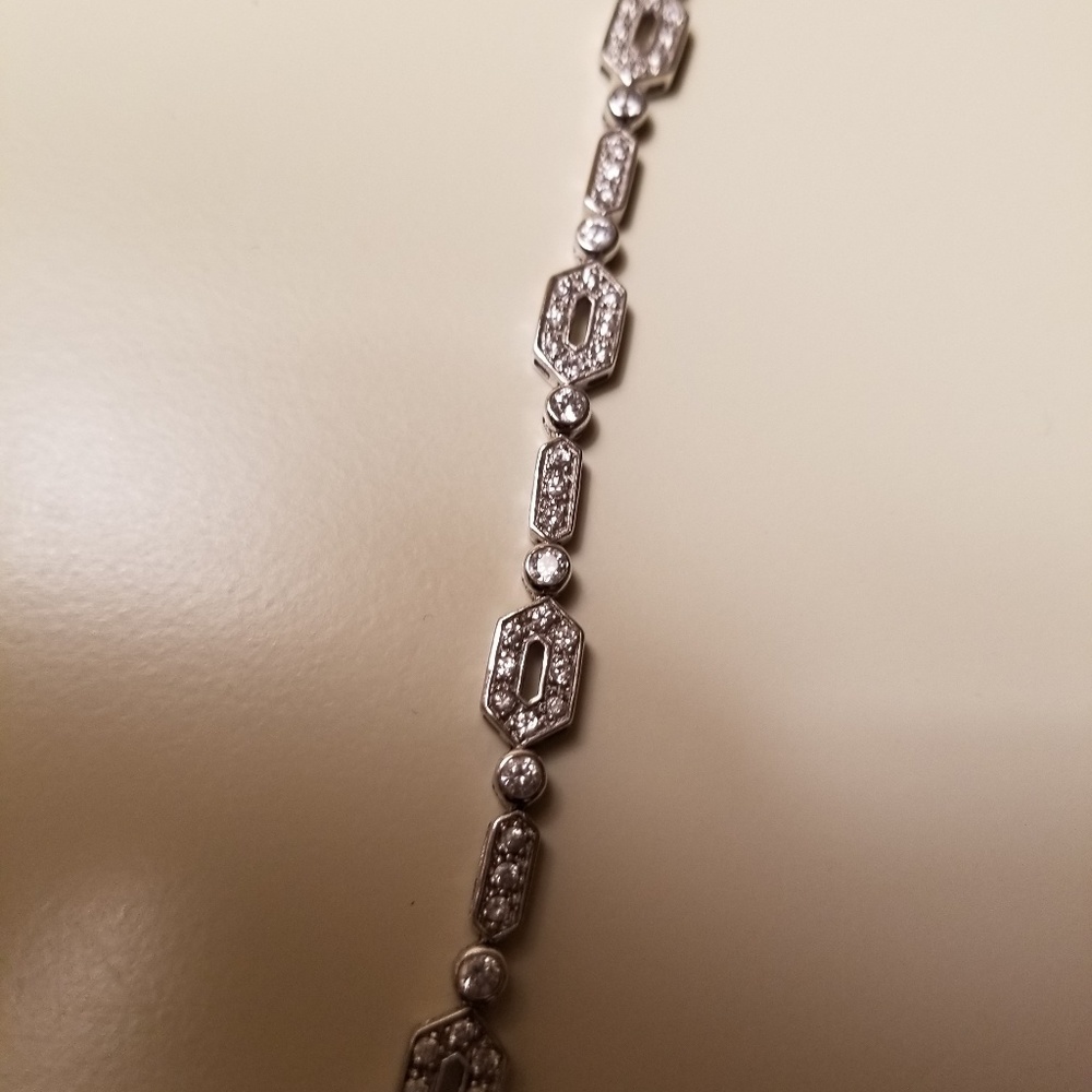 Cubic zirconia, sterling silver 7.5 inch bracelet